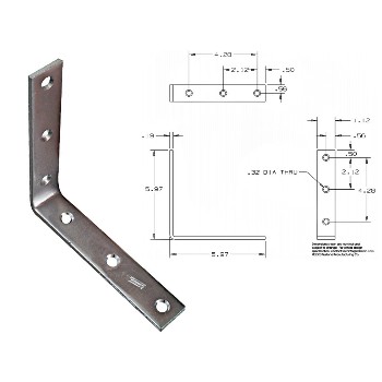 National 220160 Corner Brace, Zinc ~ 6" x 1-1/8" 