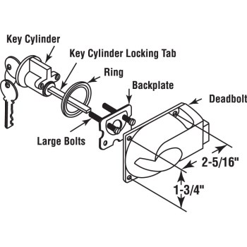 Center-Mount Deadbolt Lock Kit with Key Cylinder