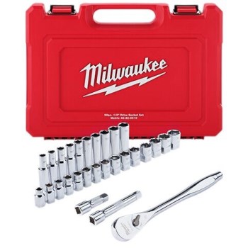 Milwaukee 1/2" Drive Metric Ratchet & Socket Tool Set -28pc