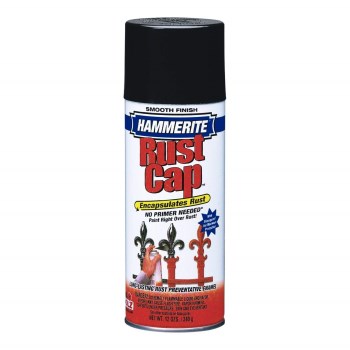 Rust Cap Hammerite Smooth Metal Finish, Flat Black ~ 12 oz Spray Cans