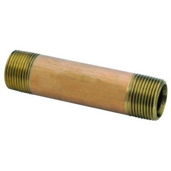 Red Brass Pipe Nipple - 3/4" x 6"