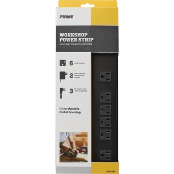 Prime Wire/Cable PB801123 Workshop Power Strip, 6 Outlet ~ 3 ft.