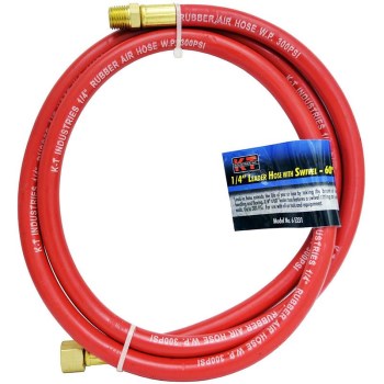 K-T Ind 6-5331 Leader Air Hose w/Swivel Fitting ~  1/4" x 60"