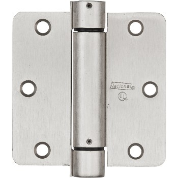 Auto Closing Spring Hinge with 1/4" Radius, Satin Nickel ~ 3.5"