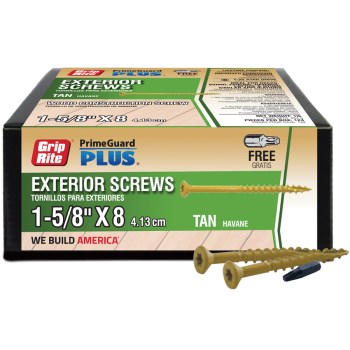 Grip-Rite Exterior Screw, Tan - #8 x 1-5/8", 1 Lb