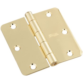 Polished Brass 1/4" Radius Door Hinge ~ 3 1/2" - 3 Pack