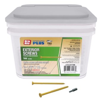 Grip-Rite PrimeGuard Plus #10 x 3-1/2" Tan Exterior Screw - 25 Lb