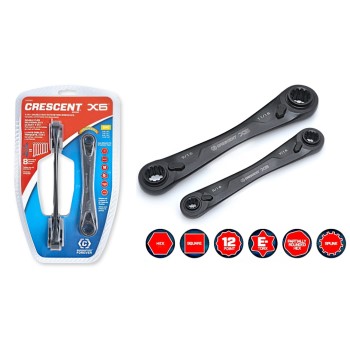 Apextool Cx6dbs2 Double Box End Ratcheting Wrench Set ~ 4-in-1