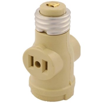 Leviton Twin Socket Adapter, Ivory - 660W/15A