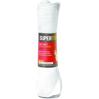 SuperTuff Terry Towels, White ~ 14" x 17"