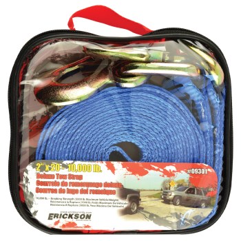 Tow Strap with Grab Hooks - 2" x 20 Ft, 10,000 Lb, 2pk