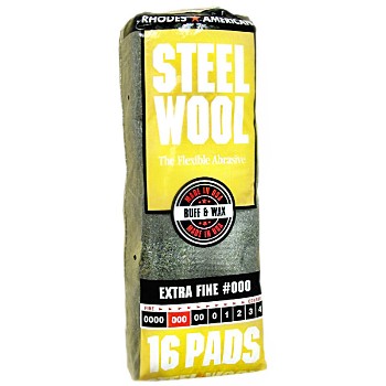 Steel Wool Pads,  #000 Extra Fine  ~ 16 Pads/Pack