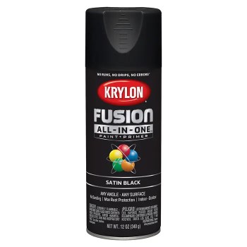Fusion All-In-One Spray Paint, Satin Black - 12 oz