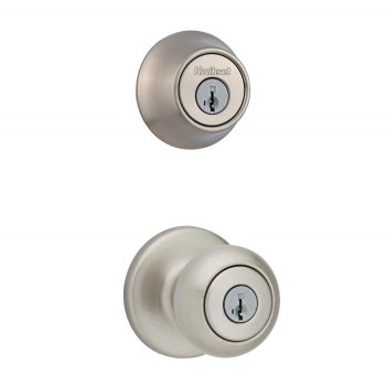 Kwikset Cove SmartKey Combo Pack, Satin Nickel