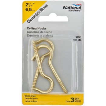 Satin Brass Ceiling Hook, Visual Pack 2041 #8 