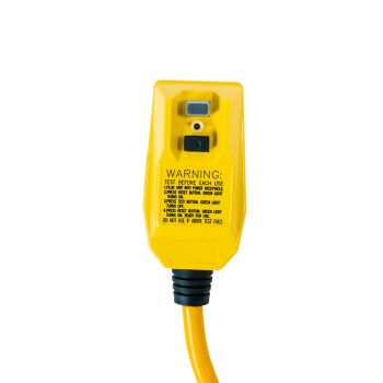 12/3 SJTW GFCI Tri-Tap Extension Cord - 6 Ft, Yellow