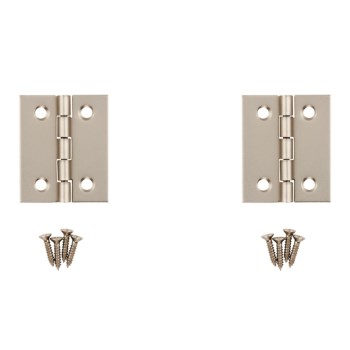 National N211-014 Decorative Broad Hinges, Satin Nickel ~ 1 1/2" x 1 1/4"