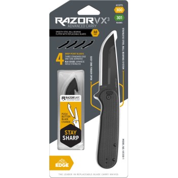 Outdoor Edge RazorSafe Carry Knife, Black G10 - 3"