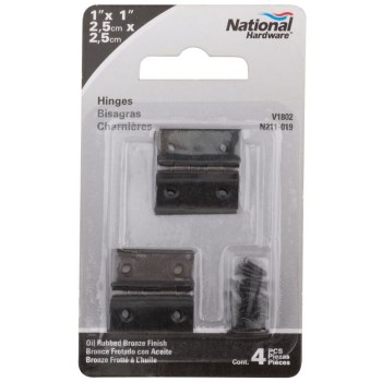 Decorative Broad Hinge, Oil Rubbed Bronze ~ 1" x 1" 