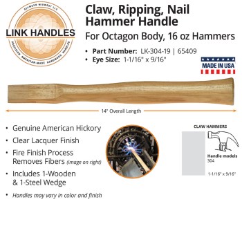 Claw Hammer Handle - 14" (Lacquer Finish)