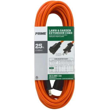 16/2 Polarized Outdoor Extension Cord, Orange - 25 Ft
