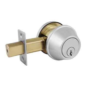 Comm'l Single Cylinder Deadbolt-Brushed Chrome