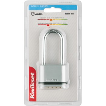 Kwikset Combination Padlock, Chrome - 2" Body, 2-1/4" Shackle
