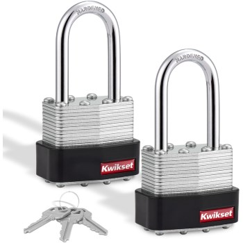 Laminated Padlock, Keyed Alike - 1-9/16", 1-1/2" Shackle, 2pk