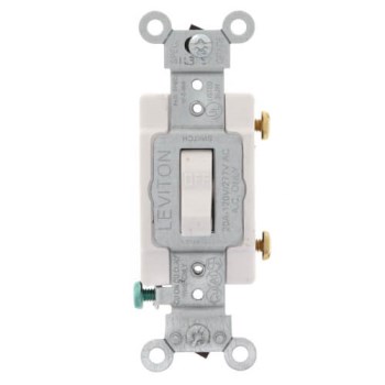 Commercial Grade Quiet Toggle Switch, White - 20 Amp