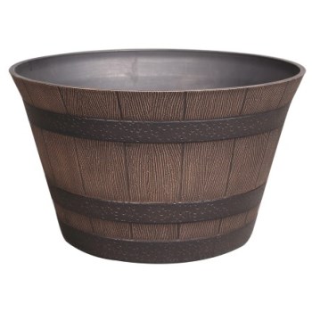 Whiskey Barrel Design Planter, Kentucky Walnut ~ 15.5"