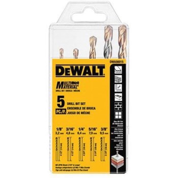 DeWalt Multi-Material Drill Bit Set - 5-Piece (1/8" to 3/8")