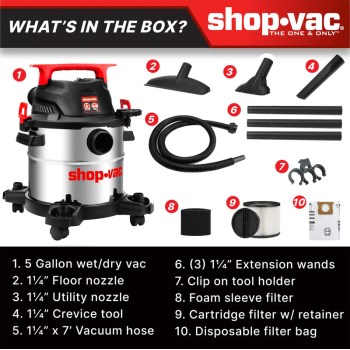 Shop-Vac Stainless Steel Wet/Dry Vacuum - 5 Gal