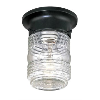 Hardware House  544742 Jelly Jar Style Outdoor Ceiling Light Fixture,  Black ~ Approx  6" x 4-3/4"