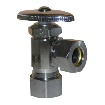 Angle Stop Valve, Chrome - 5/8" OD x 7/16"-1/2"