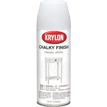 Chalky Finish Spray Paint,  Classic White ~ 12 oz Cans