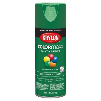Krylon COLORmaxx Paint + Primer Spray, Gloss Emerald Green