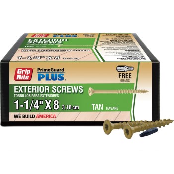 Grip-Rite Exterior Screw, Tan - #8 x 1-1/4", 1 Lb