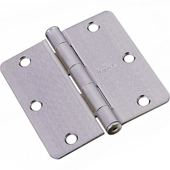 National N830-247 1/4" Radius Round Corner Door Hinge, Satin Nickel Finish ~ 3"