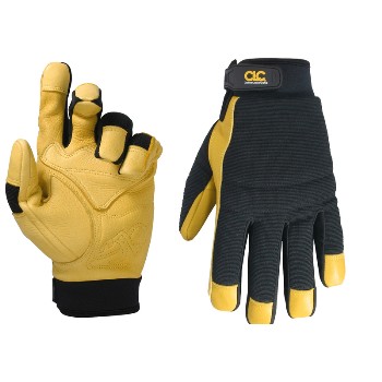 Work Gloves, Hybrid Deerskin/Spandex-Large 