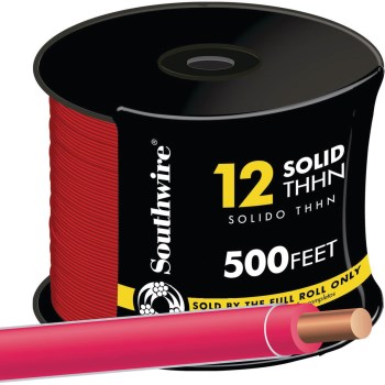 Southwire THHN Solid Building Wire   Red   12 AWG  500'