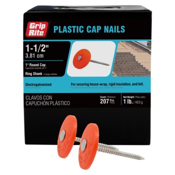 Prime Source Plastic Cap Roofing Nail - 1-1/2", 1 Lb