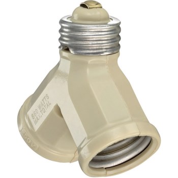 Twin Light Socket Adapter, Ivory - 125 Volt