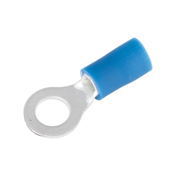 Vinyl Ring Terminal, Blue 16-14 AWG - #8-10 Stud, 100pk