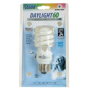 Feit Elec. BPESL13T/D Compact Fluorescent Light Bulb, Mini Twist Daylight 13 Watt