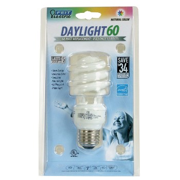 Feit Elec. Bpesl13t/d Compact Fluorescent Light Bulb, Mini Twist Daylight 13 Watt