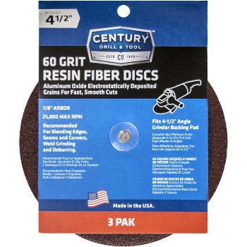 Century Drill &amp; Tool   75002 3pk 4-1/2 60g Sand Disc