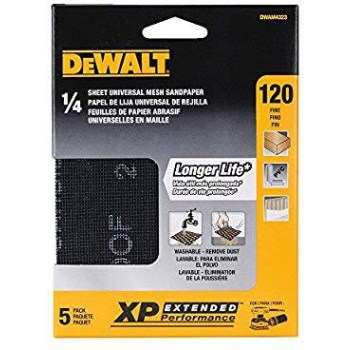 Dewalt Dwam4323 1/4" 120 Grit Sheet Universal Mesh Sandpaper 5pc