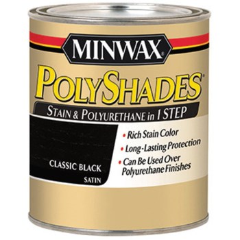 Minwax 21395 Polyshades Stain & Polyurethane, Classic Black Satin ~ 1/2 Pint