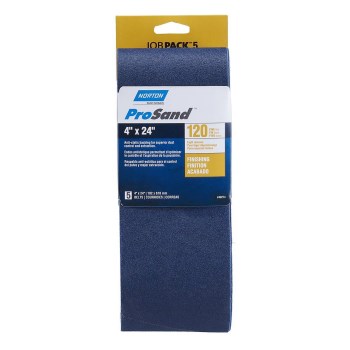 Norton Sanding Belt - 120 Grit, 4" x 24", 5pk