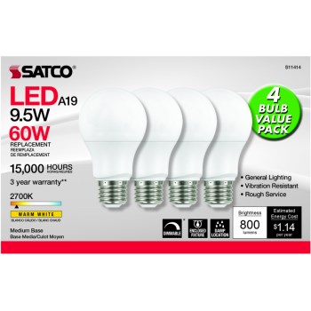 LED 4 Pack 9.5W Dim Bulb